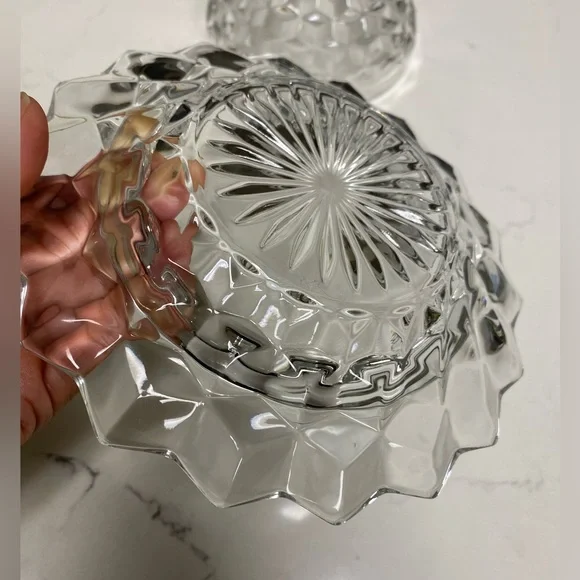 Vintage Cube/Cubist Fostoria American Clear Glass Round Dome Covered Butter Dish - Picture 11 of 13